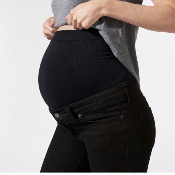 Blanqi Maternity Black High-Waisted Jeans with Distressed Knees size 6 - Picture 2 of 9